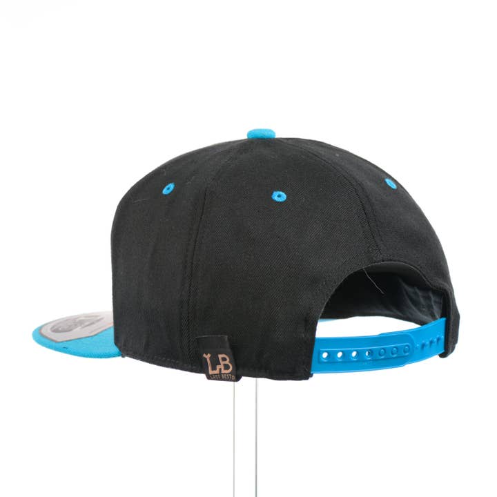 Last Best Supply Co - Wholesale Flat Brim Cap - Unisex - Walnut Wood Mountains Flexfit Black & Teal Flat Bill Hat3