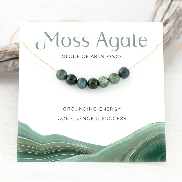 Moss agat naturlig ädelsten halsband natur inspirerade smycken för wholesale av Delezhen