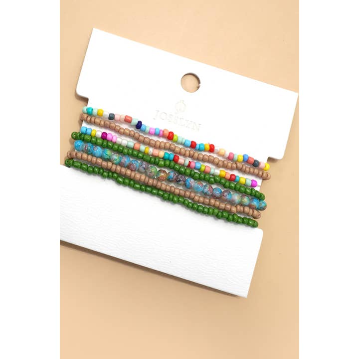 JOSSLYN by wall to wall - Wholesale Beaded Bracelet - CONFETTI BEADED STRANDS STRETCH BRACELETS | 40B5130