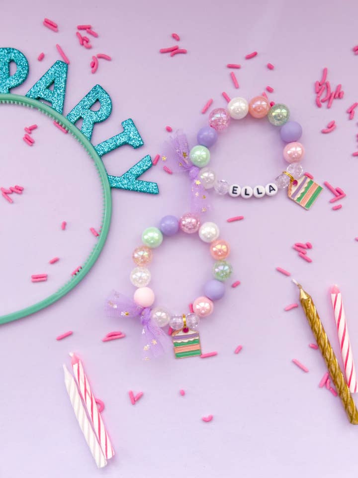 Birthday Girl Cake Kids Charm Bracelet for wholesale by The Rainbow Mermaid
