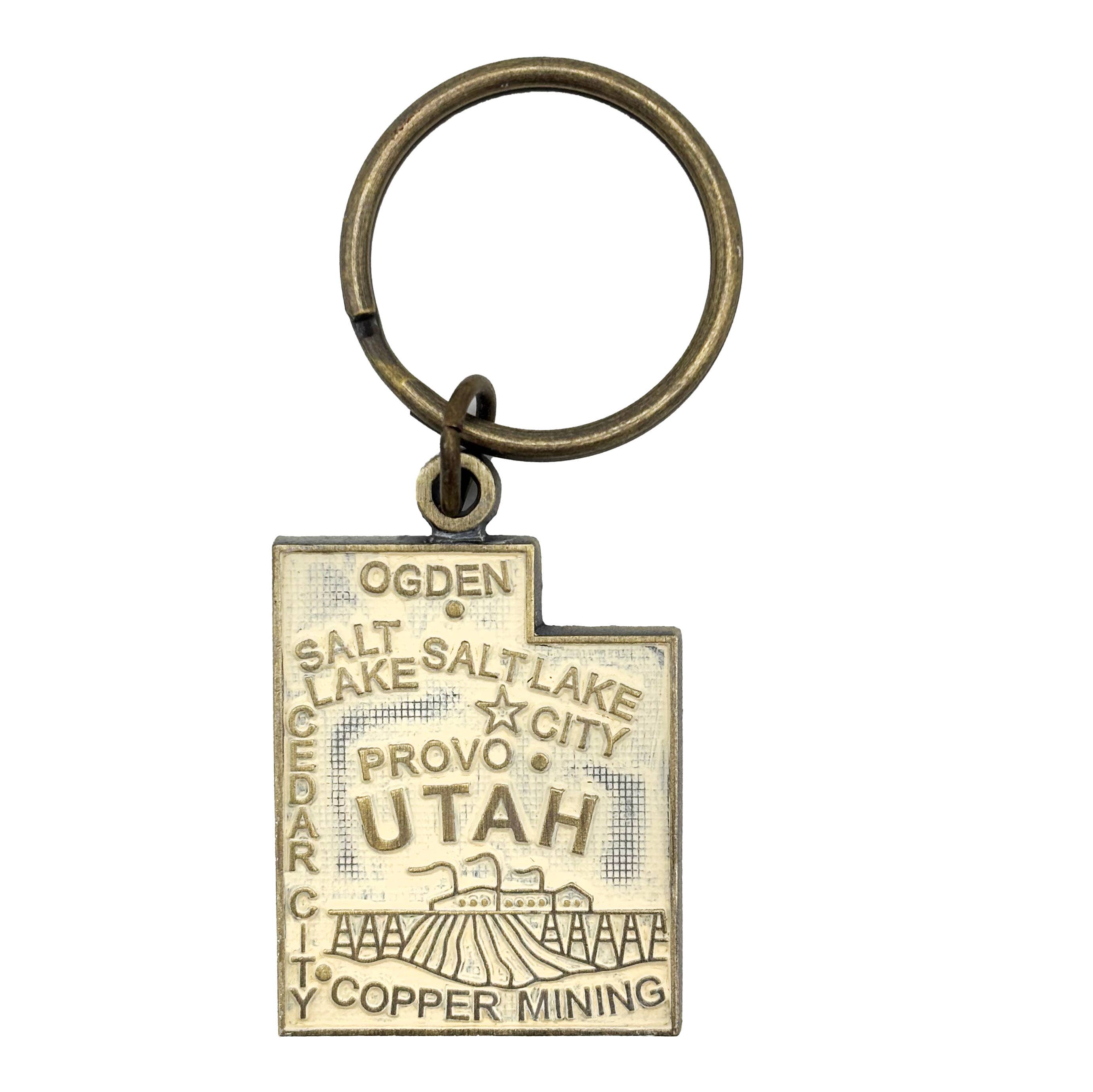 Gleeful Peacock - Wholesale Keychain - Unisex - Utah Vintage State Map Keychain4