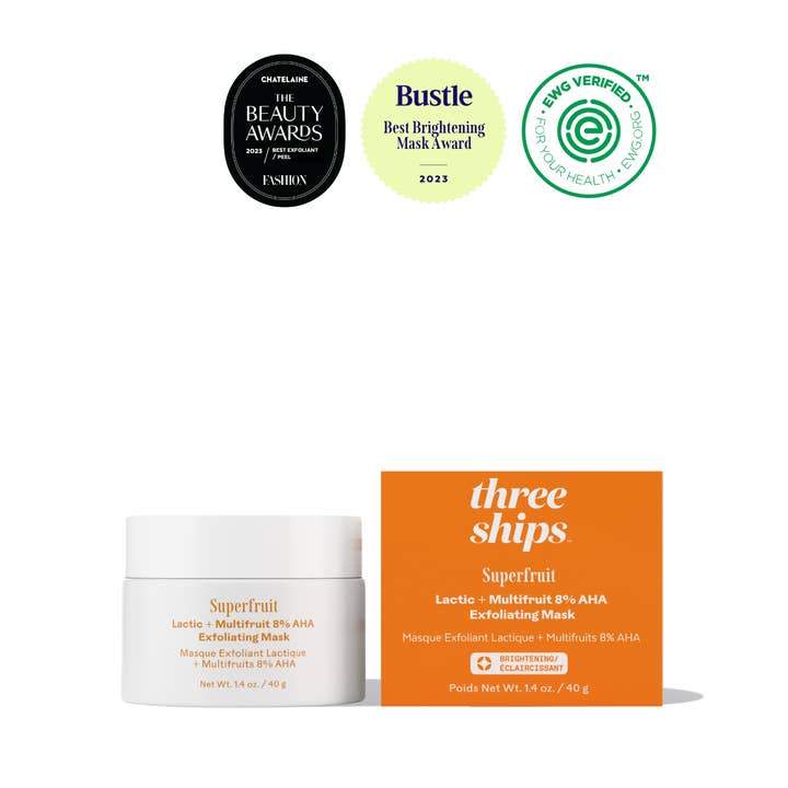 Three Ships - Wholesale Skincare Face Mask - Superfruit Lactic + Multifruit 8% AHA Exfoliating Mask