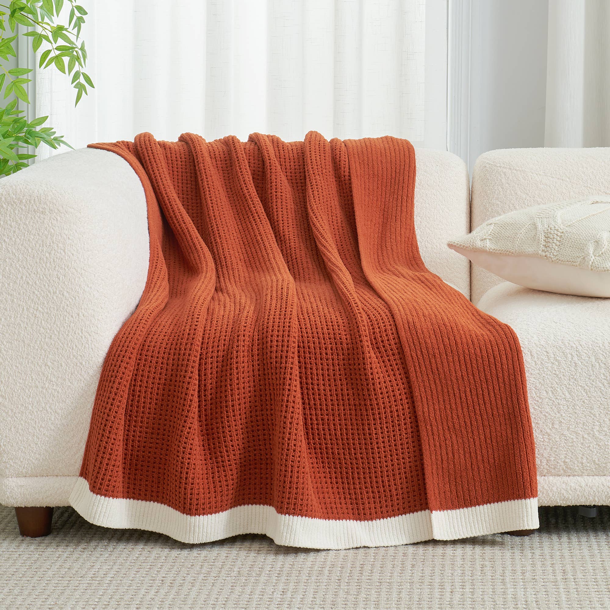 DreamValley - Wholesale Throw Blanket - AH Reversible Chenille Waffle Knit Throw Blanket6