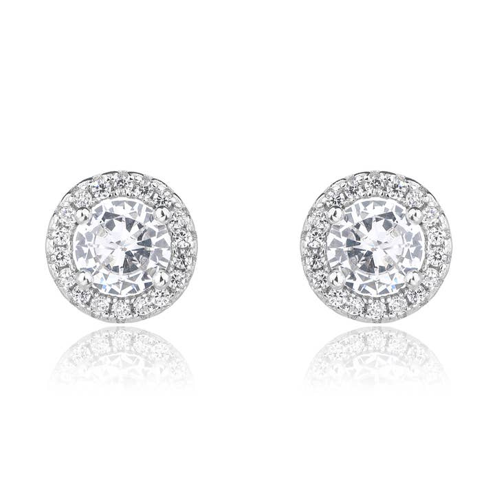 Pendientes de plata 925 con halo brillante para venta al por mayor de 925 STERLING