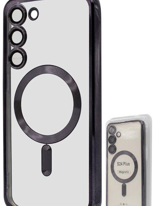 S24 Plus TPU Case With Metallic Magnet Wholesale Black for wholesale by Mighty Wireless