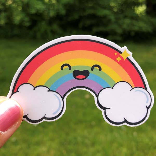 Autocollant Arc-en-ciel mignon Kawaii pour la vente par Fishbiscuit Designs