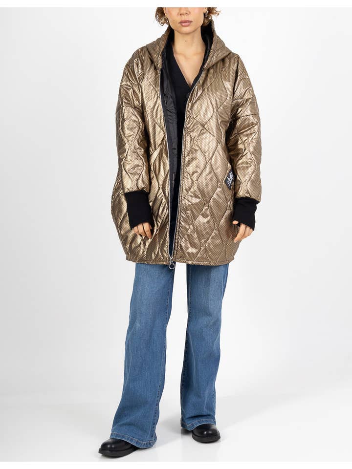 Happy look - Venta al por mayor Plumífero - Mujer - Plumífero extragrande con estampado y efecto metalizados