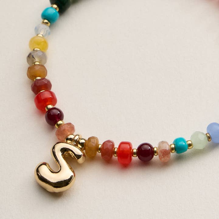 GDASST Assorted Colorful Beaded Initial Bracelet – Set of 16 Letters for wholesale on Faire29