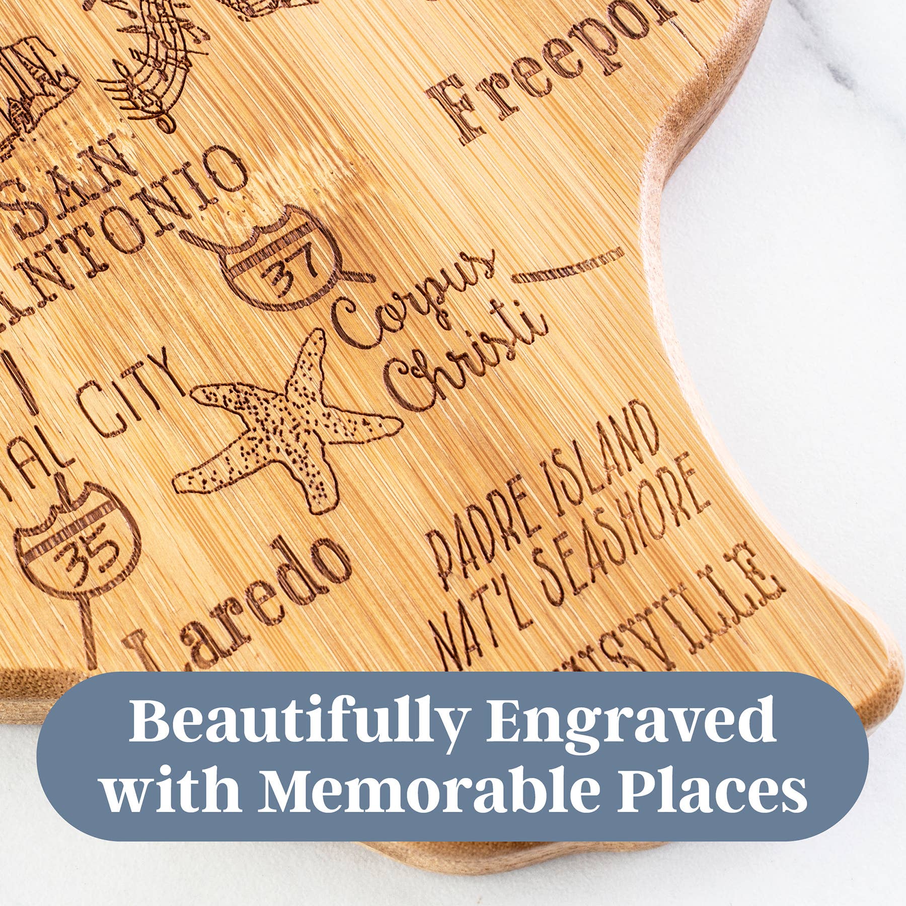 Totally Bamboo - Vendita all'ingrosso Taglieri - Tagliere Destinazione Texas con Incisione Artistica3