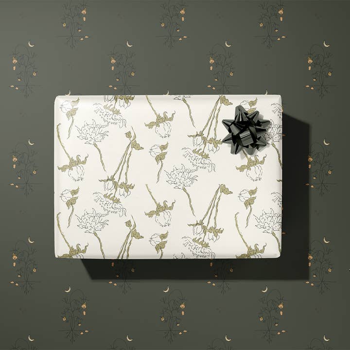 Spooky Blooms Gift Wrap Sheet-Double Sided for wholesale by re:mused studio