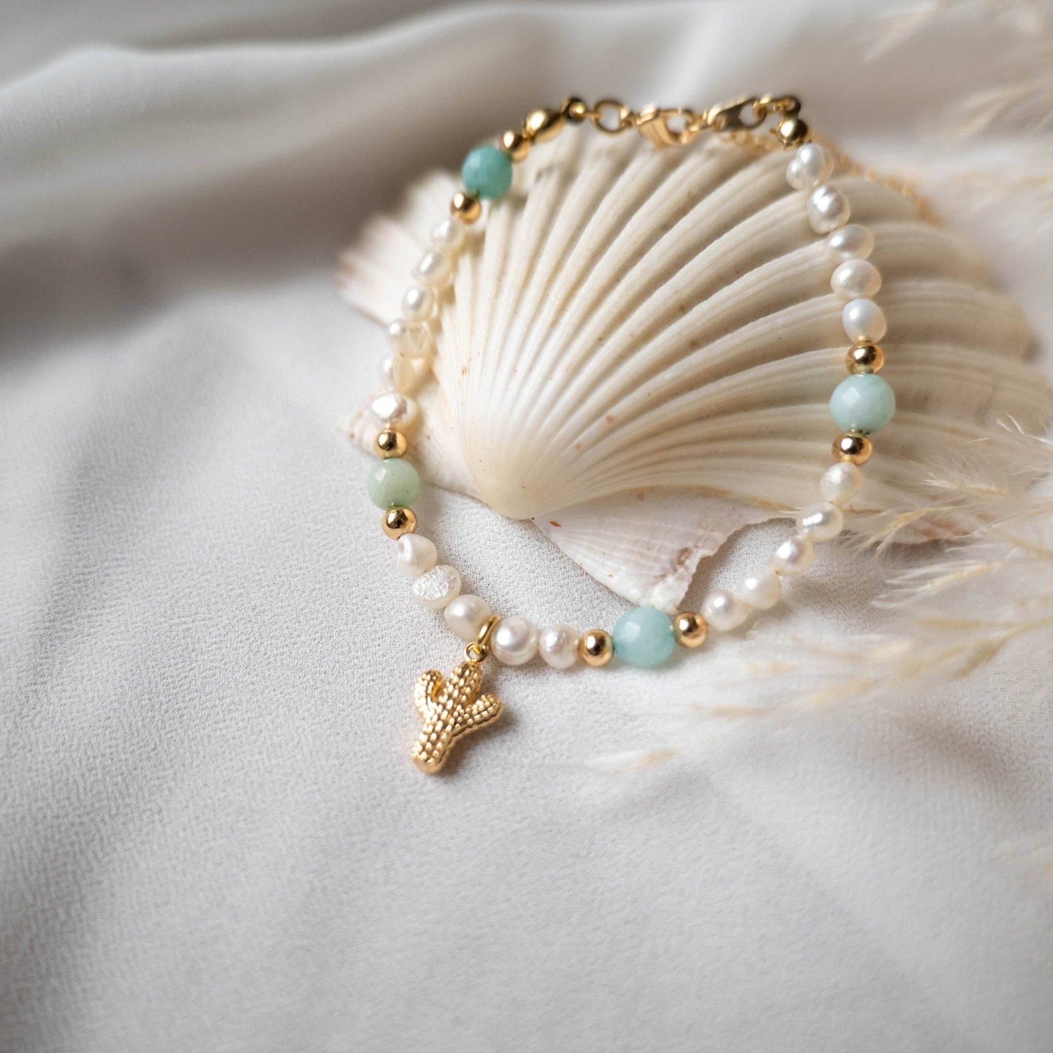 OE! – wholesale Beaded bracelet – ACQUAMARINA - Braccialetto cactus con perle e acquamarina4