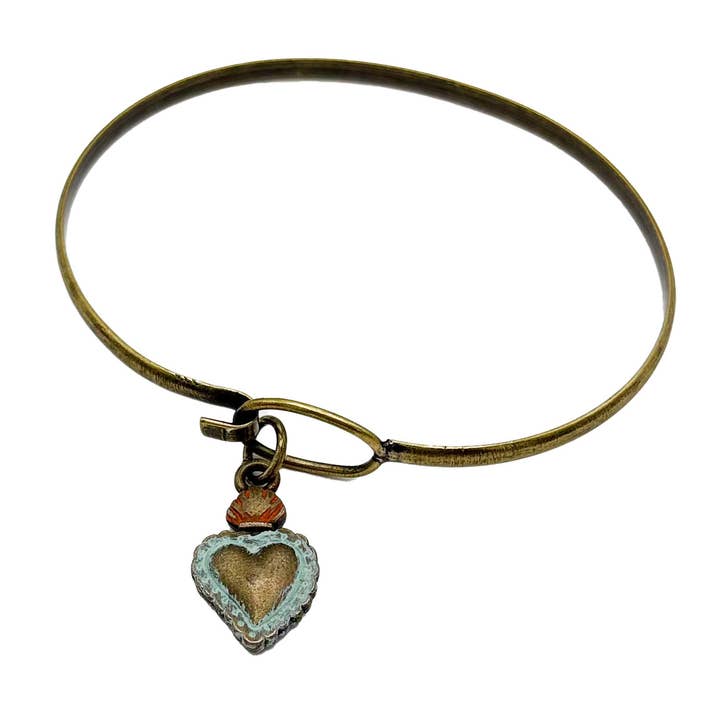 Gleeful Peacock - Wholesale Individual Charm/Pendant - Flaming Heart Charm (available with bracelet or necklace)