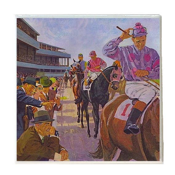 Vintage Derby Lineup Ceramic Coaster for wholesale by Layne Wilson