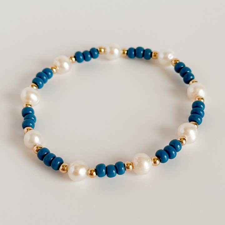Blue Gameday Pearl Bracelet for wholesale by Gardenia Co