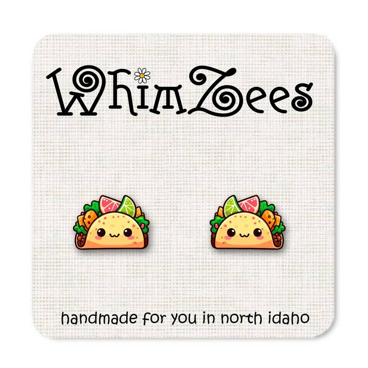 Taco Kawaii Stud Earrings W355 for wholesale by WhimZees