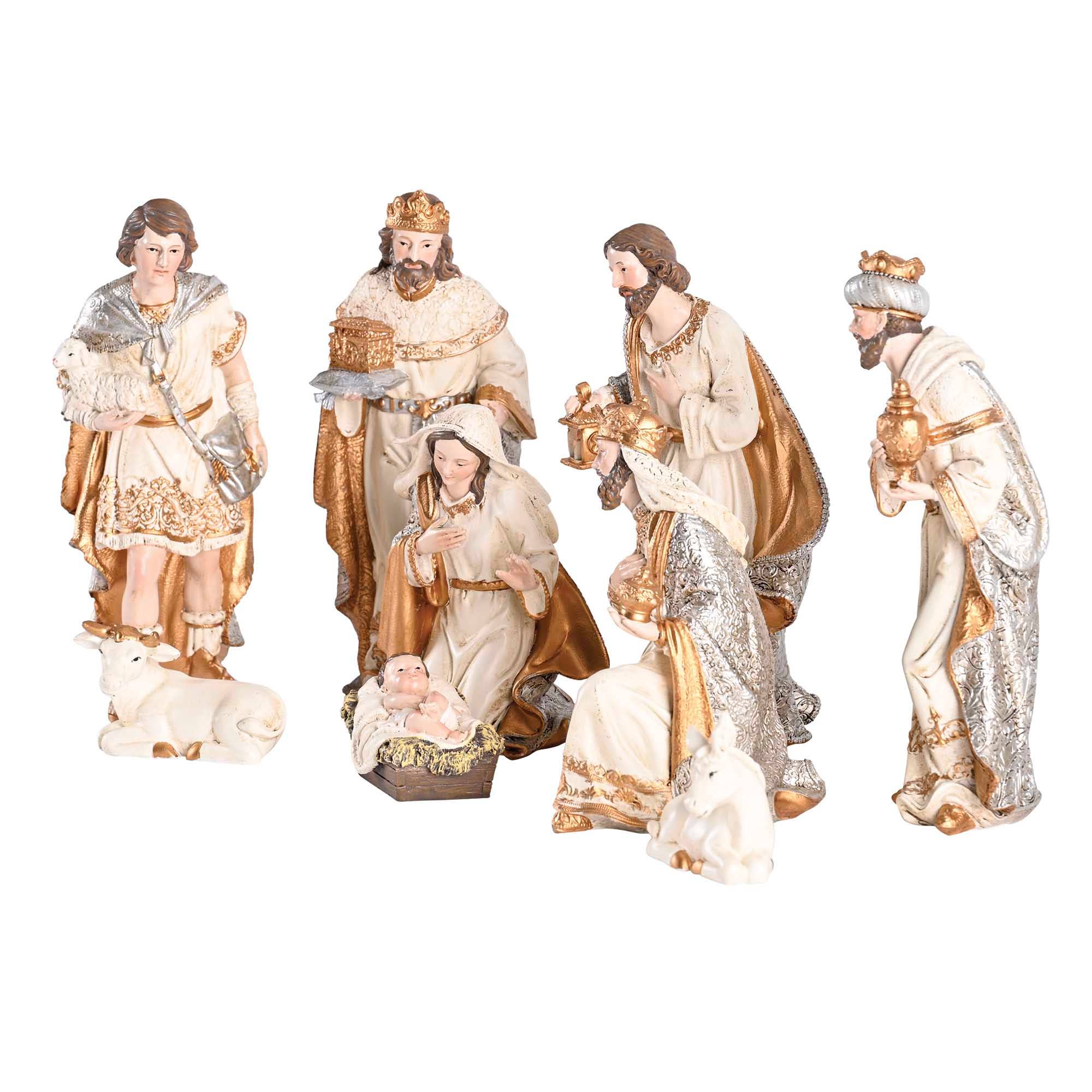 Dicksons - Wholesale Nativity Scene Decor - Nativity Family Wisemen Animal Gold7.75H1
