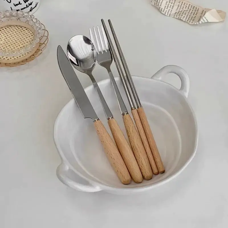 Otterware - Wholesale Cutlery set - Natural Wood Handle Stainless Steel Flatware Set12