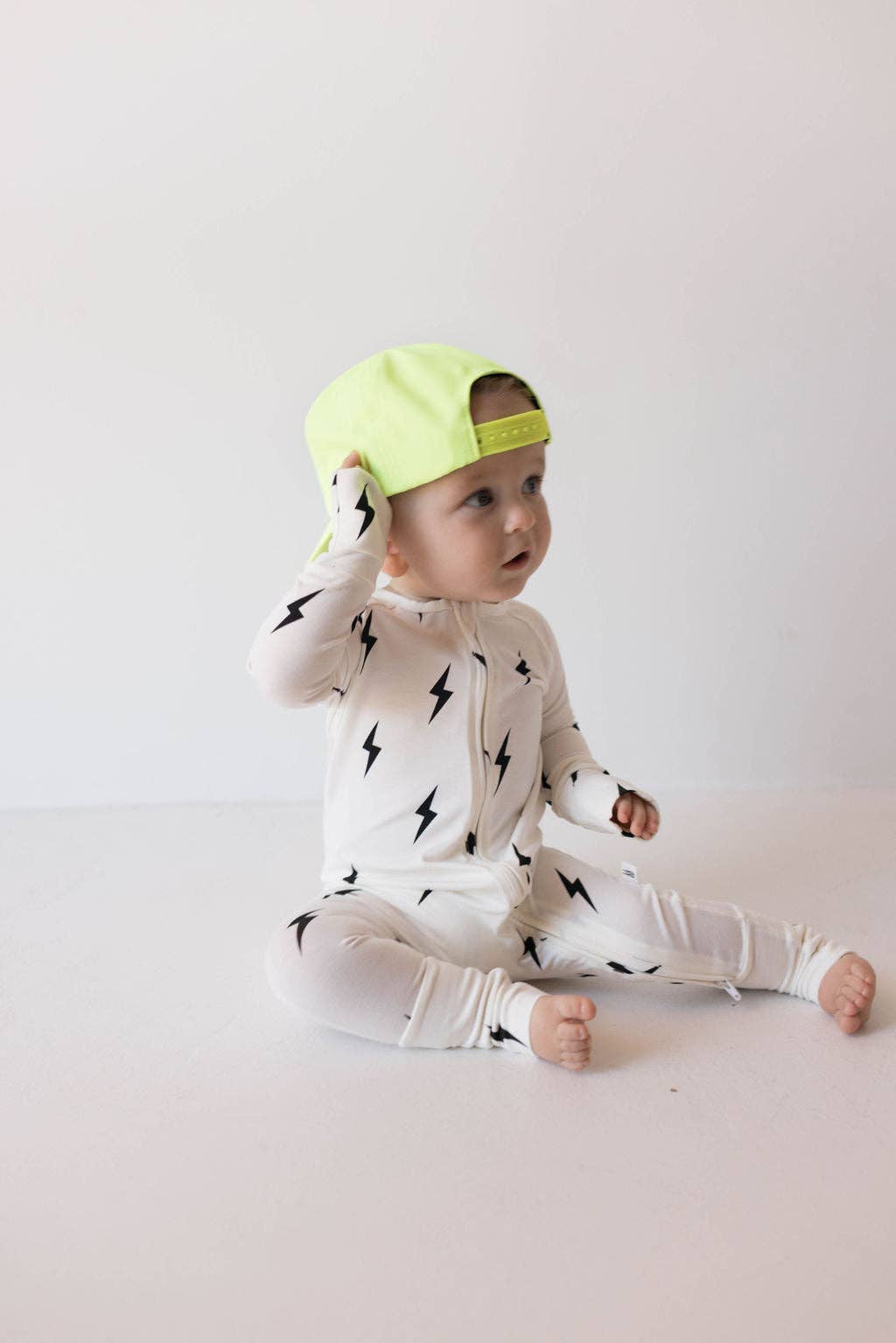 Forever French Baby - Wholesale Sleepsuit - Baby - Bamboo Zip Pajamas | White & Black Lightning Bolt9