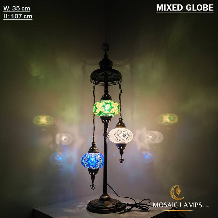 Floor Lamp Large 3 Globe, Handmade Murano Floor Lamps for wholesale by Mosaic Lamps
