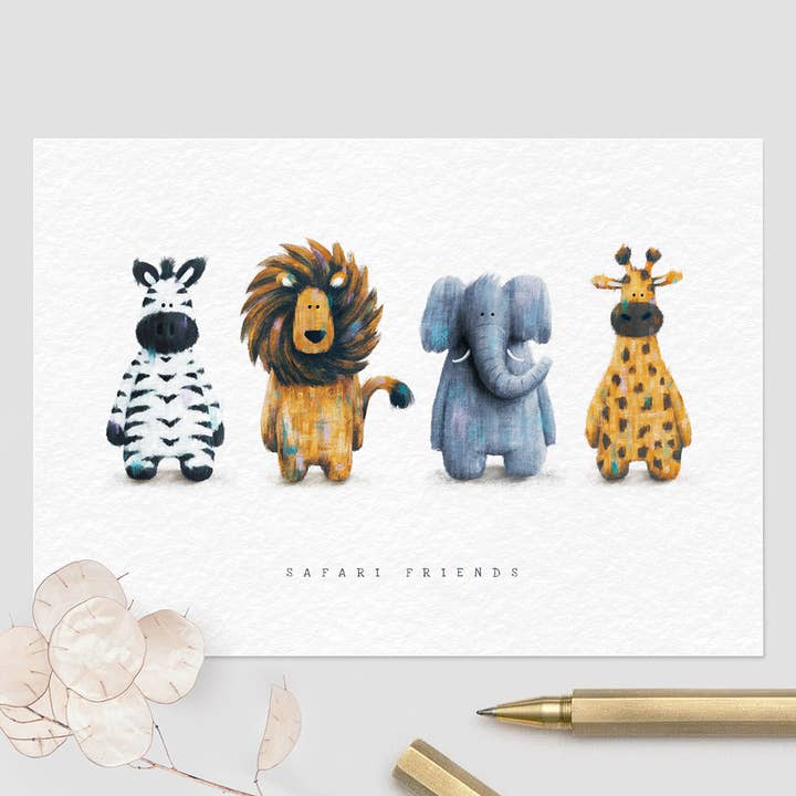 Safari Greetings Card - Newborn, Birthday or Baby Shower Card for wholesale by Tigercub Prints