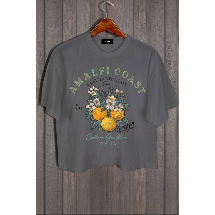 MINEB - Wholesale Screen Printed T-Shirt - Women's - AMALFI COAST ITALIA TOP