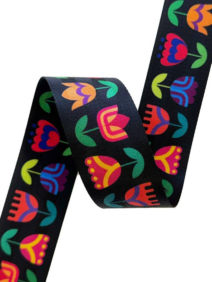 Tulpaner - 2 tum handtag vävband 12 yards rulle för wholesale av Sassafras Lane Designs