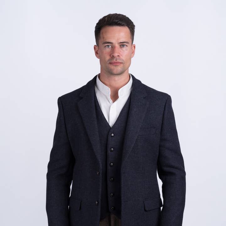 Ryan Dark Navy Classic Fit Tweed Jacket And Blazer for wholesale by Celtic Tweed