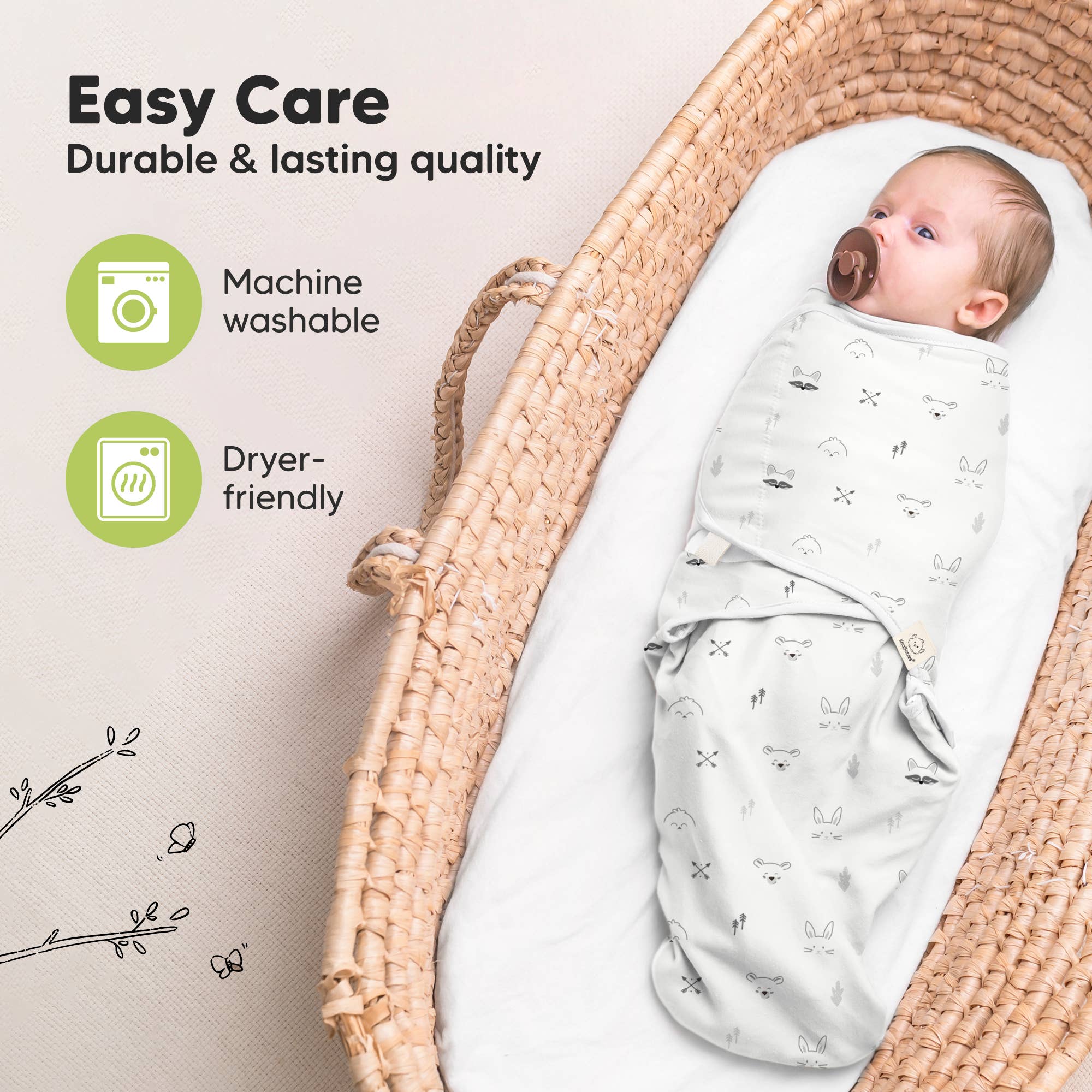 Nordic 3pk Soothe Baby Swaddles 0-3 Months, Sleep Sack for Newborns for wholesale on Faire8