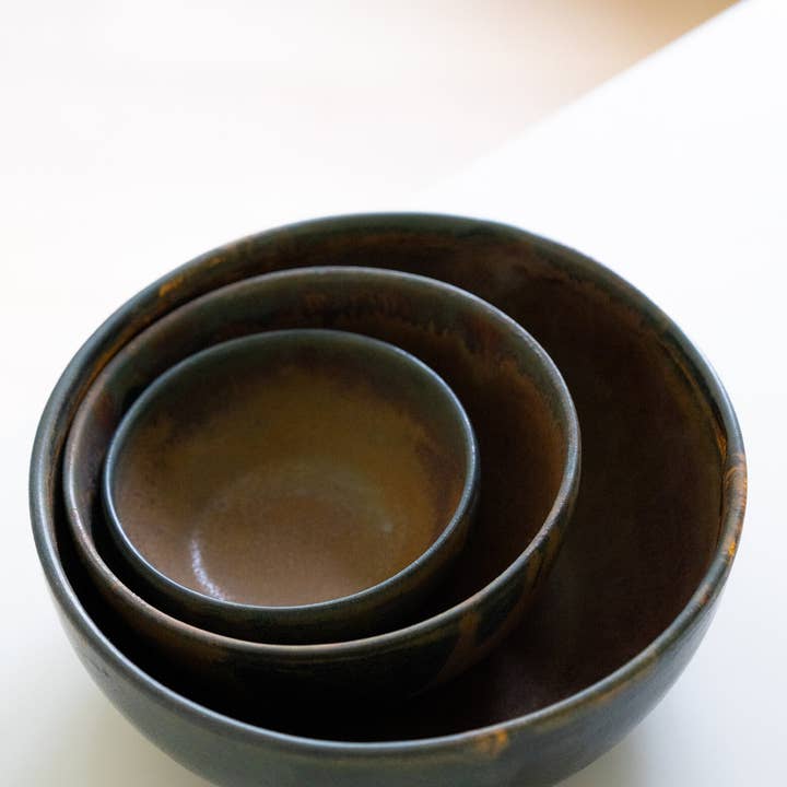 Creating Comfort Lab - Wholesale Serving bowl - Rust Stoneware Nesting Bowl Set5