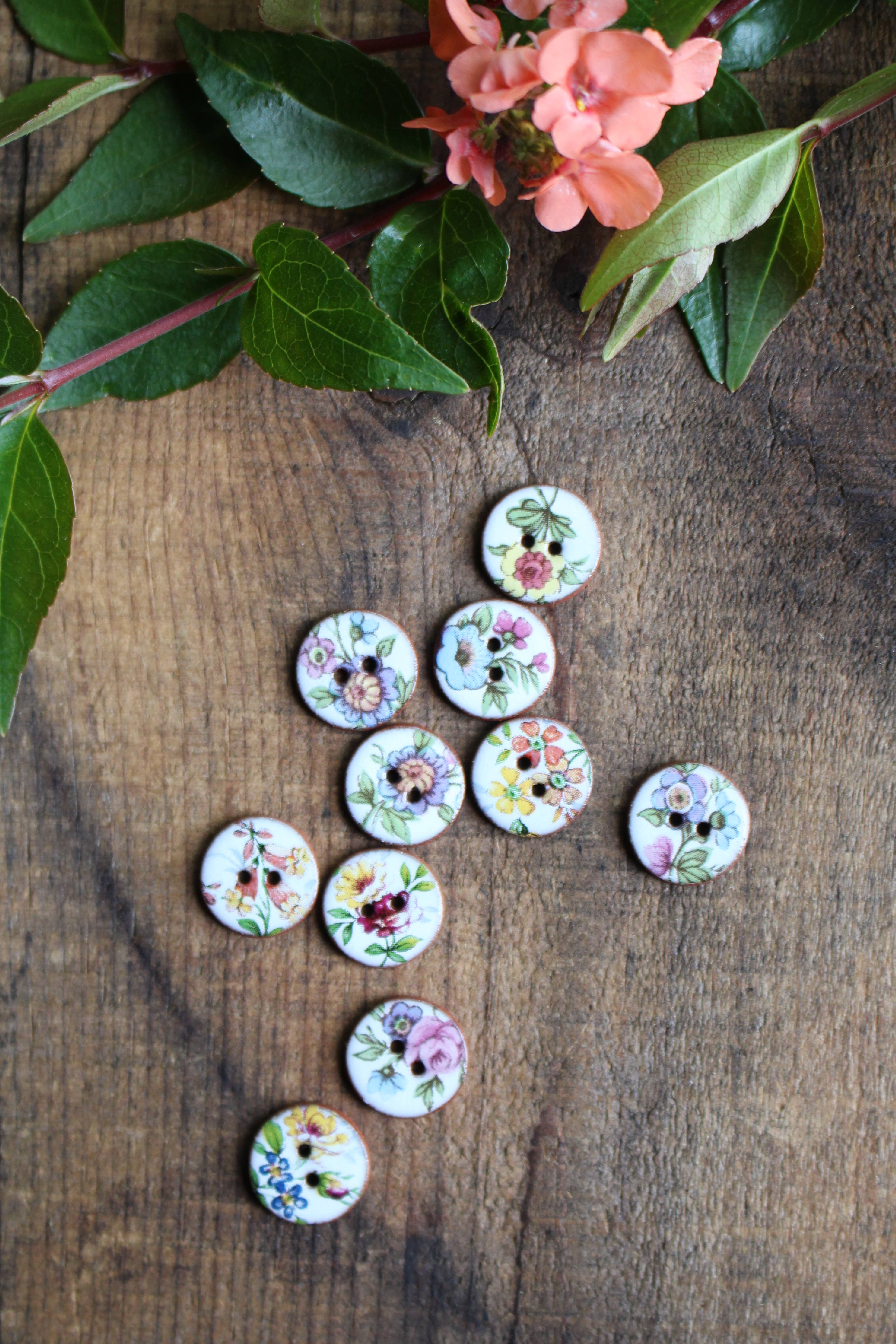 NNK Press - Wholesale Sewing Button/Snap - Handmade Wildflower Mini Ceramic Buttons (Set of 10)1