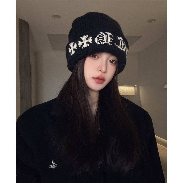 Fair Isle Knit Beanie Women Winter Warm Double Layer Hat for wholesale by Sheer Trend