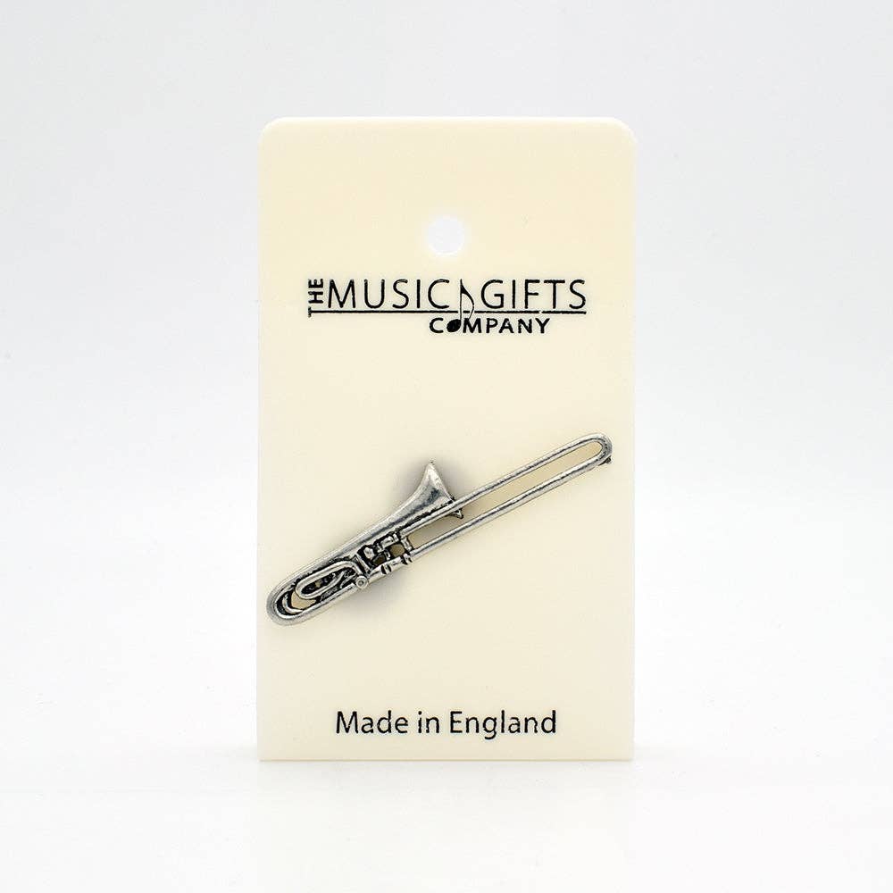 The Music Gifts Company - Wholesale Lapel Pin/Button - Trombone Pewter Pin0