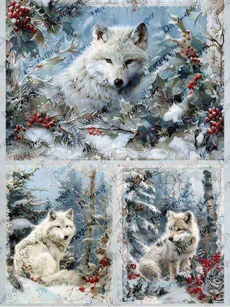 DRP278 - White Wolf - Rice Paper A4 for wholesale by Decoricepaper
