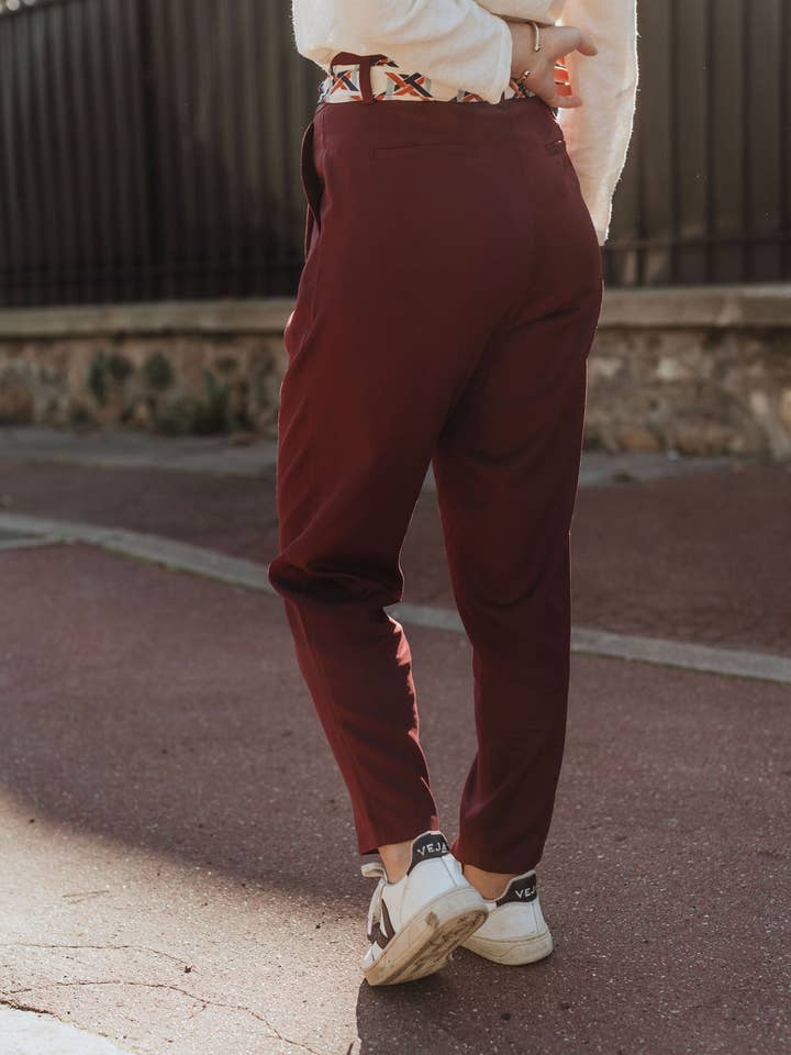 Sevenlie - Wholesale Pants - Women's - Berlin Fluid Trousers - Bordeaux3