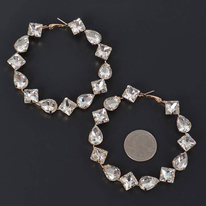 3AM BY H&D ACCESSORIES - Venta al por mayor Pendientes de aro - Aros con múltiples diamantes de imitación4