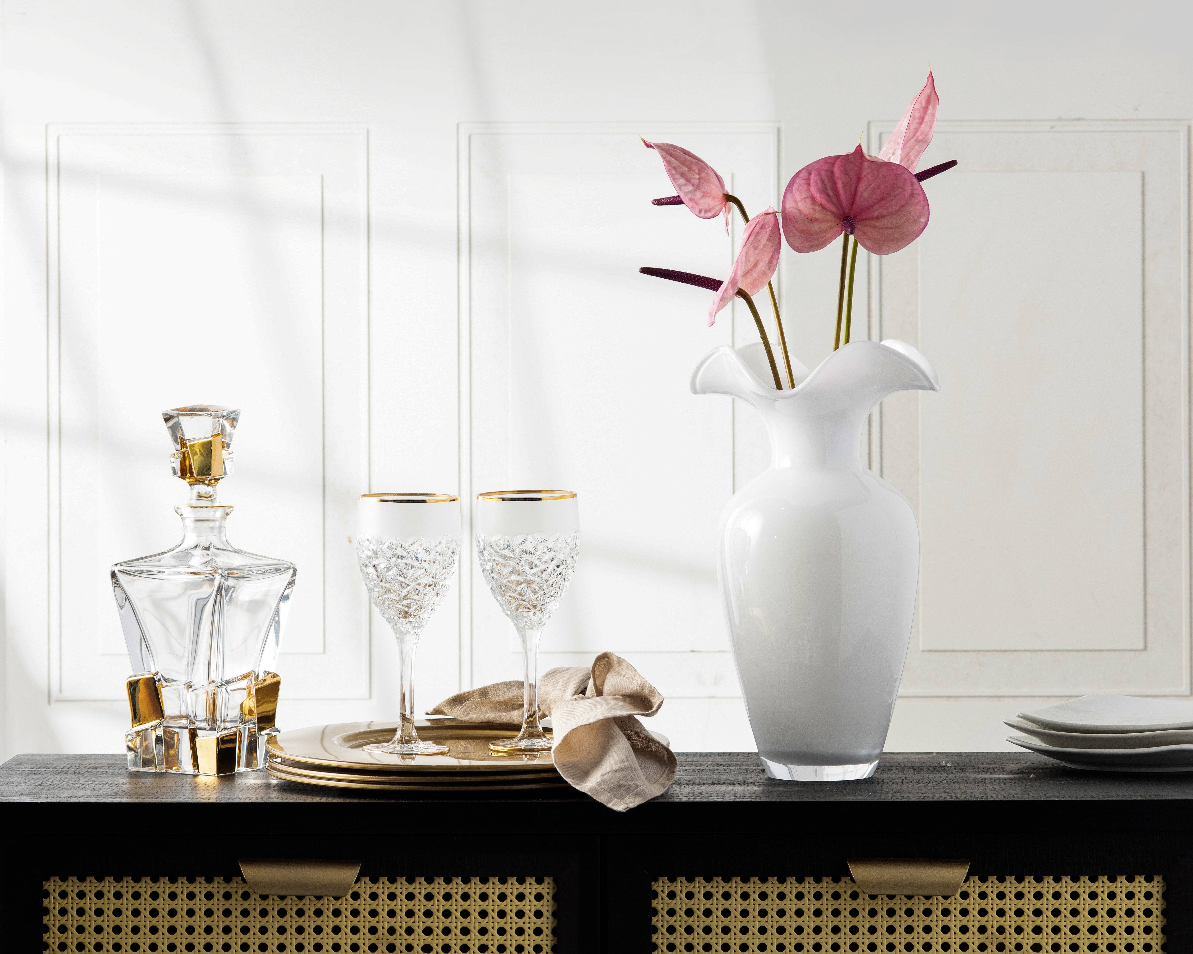 Barski - Wholesale Vase - Opal Opal White Vase, 13.5"H6