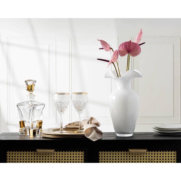 Barski - Wholesale Vase - Opal Opal White Vase, 13.5"H6