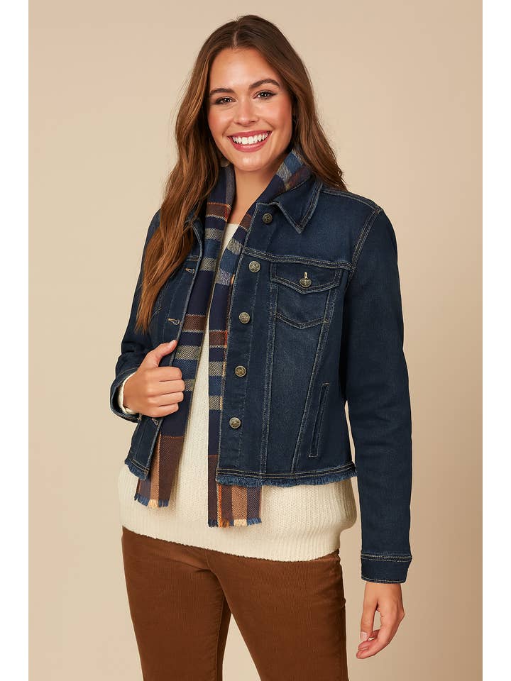Pine Apparel - Wholesale Denim Jacket - Women's - Frayed Hem Denim Jacket