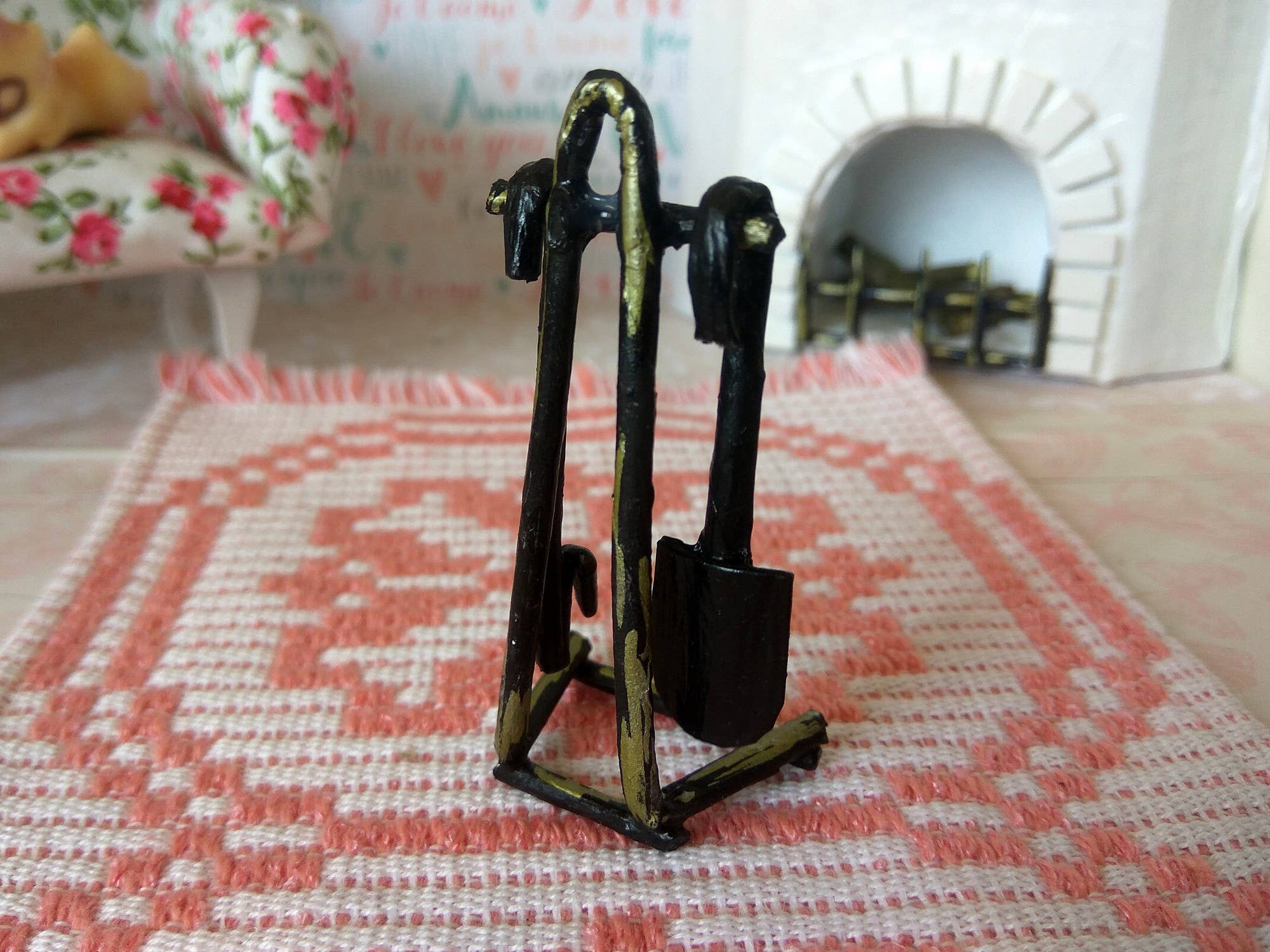 Lenasminiland - Wholesale Doll Accessory Kit - Kids - Miniature dollhouse fireplace tools set 1:12 scale fireplace4