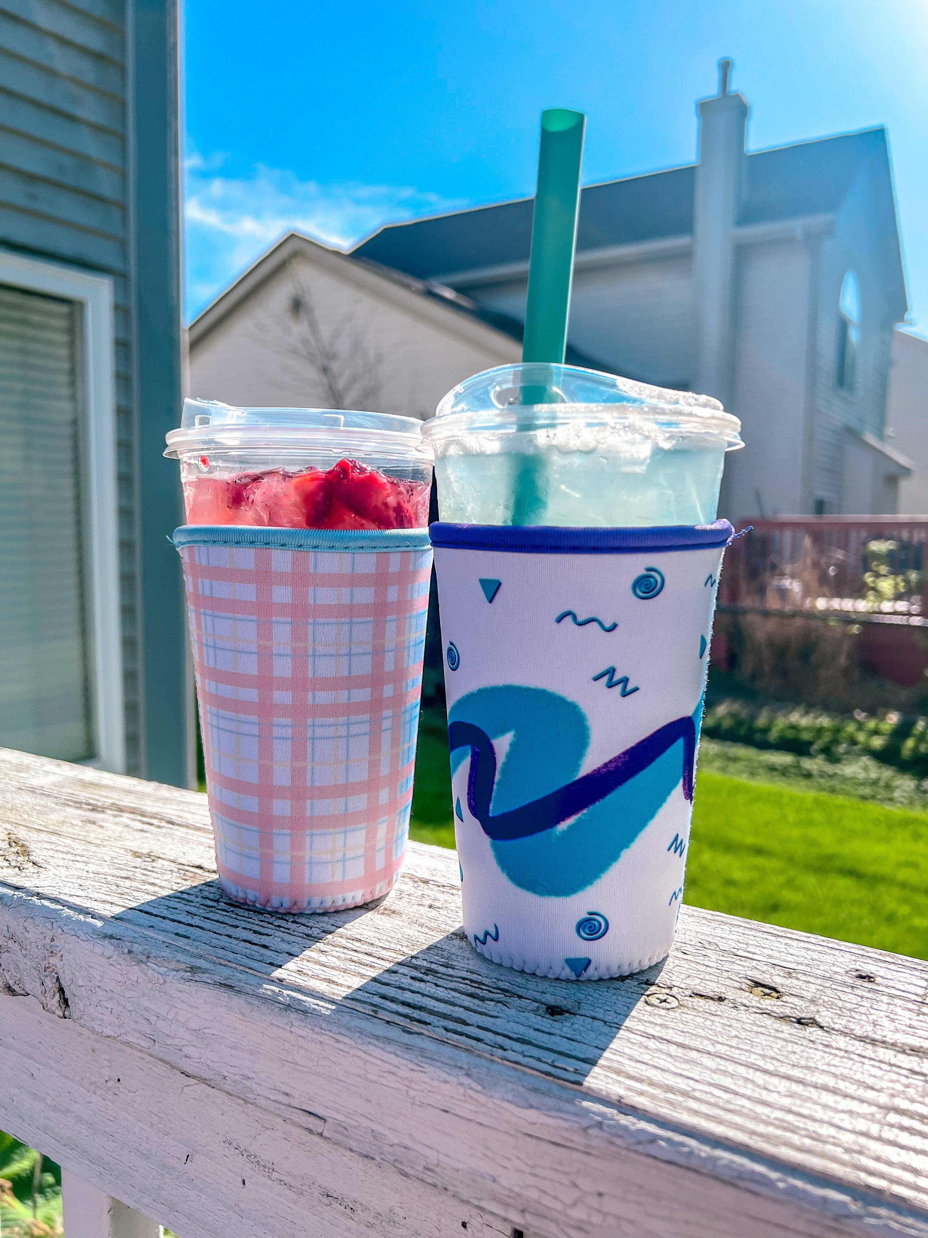 Enchantment Creative, LLC - Wholesale Drink Huggers & Koozies - Orange Plaid Drink Sleeve1