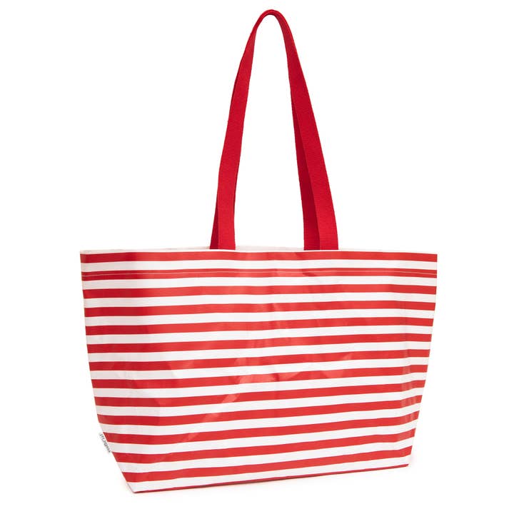 Sun Stripe White/Red Tote Bag With Red Cotton Handles for wholesale by Essent-ial