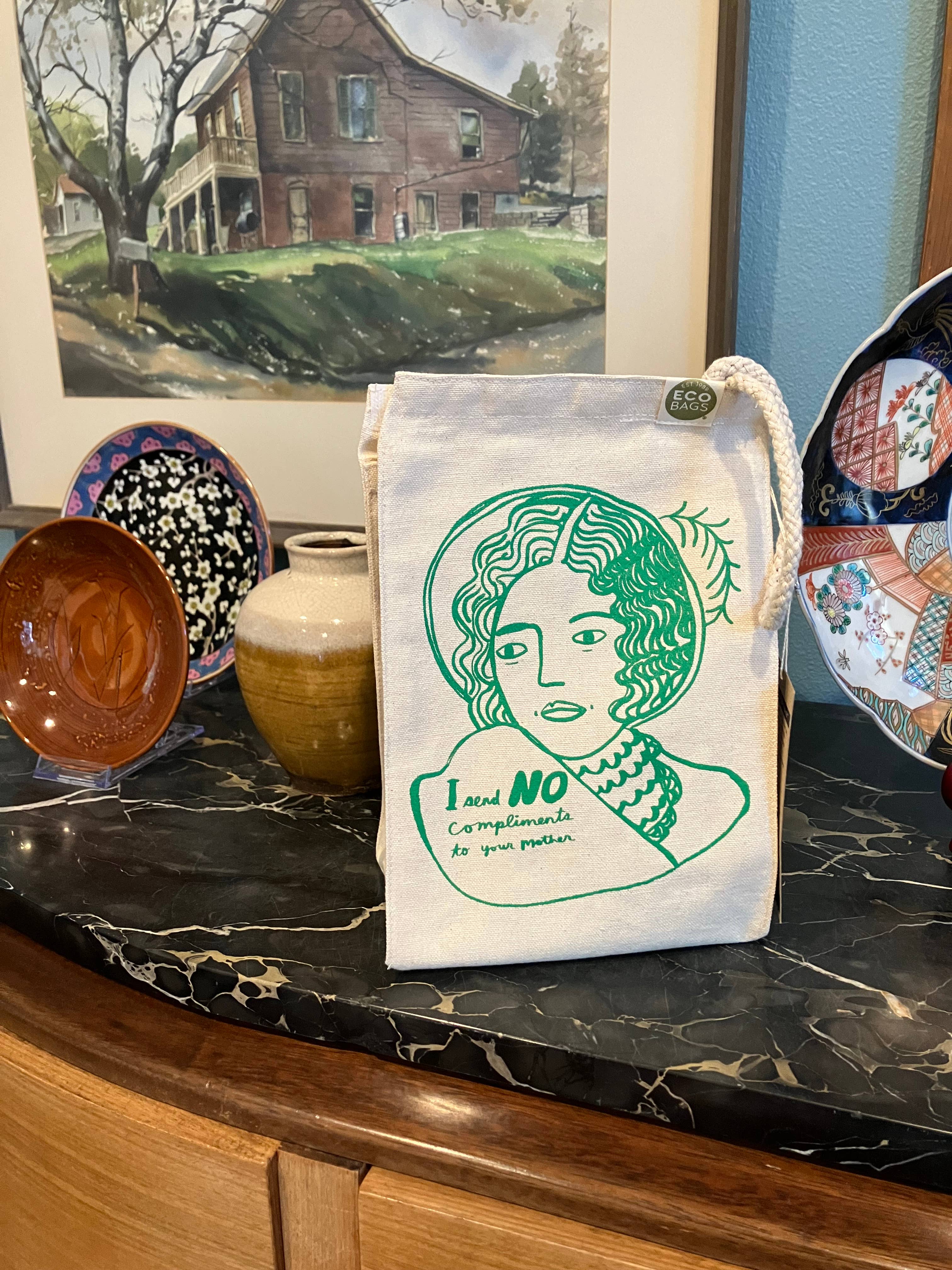 Colleen Harrington Studio - Wholesale Tote Bag - Unisex - Recycled Canvas Lunch Bag - I Send No Compliments 2