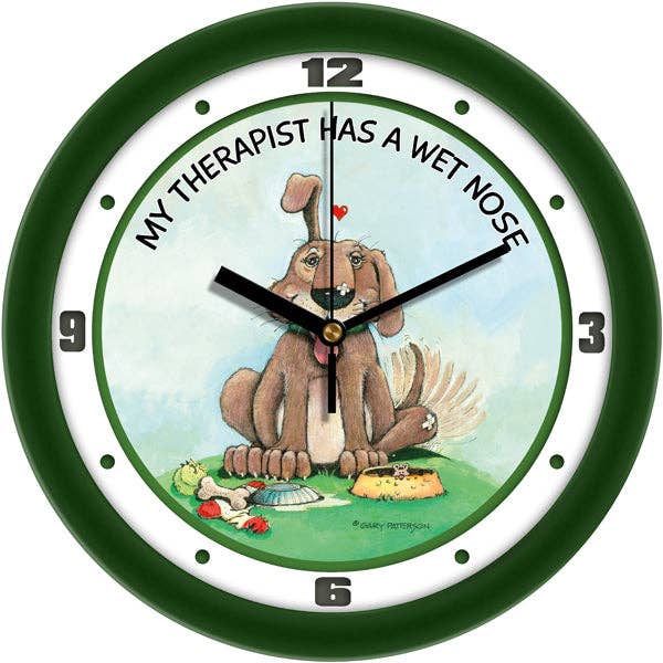 Wet Nose Therapist Funny Dog Wall Clock by Gary Patterson for wholesale by Sun Time