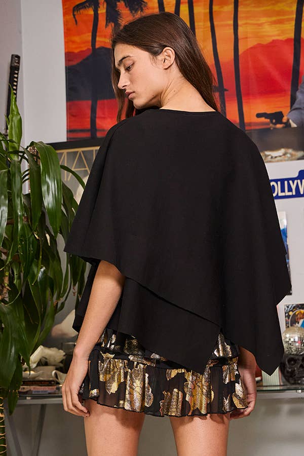 Ivory IT2115 Asymmetric & Crossover Hemline Poncho Top for wholesale on Faire13