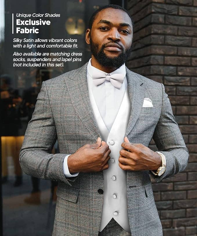 Dubal Brothers - Wholesale Suit Vest - Men's - Vittorio Farina Solid Satin Vest Set (White Back) Var. 02 (Mustard-Yellow)38