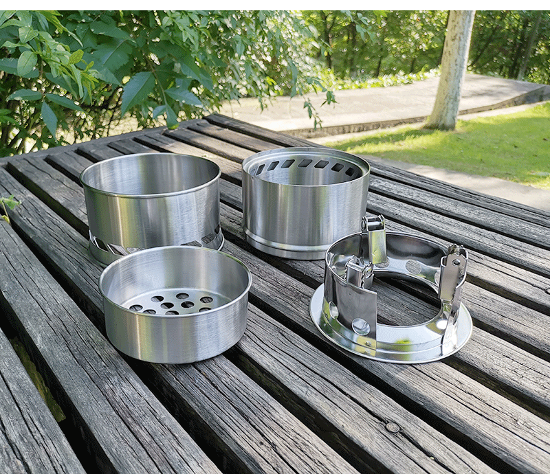 VIGOR - Venta al por mayor Fosos para fuegos - Estufa portátil de leña plegable de acero inoxidable para camping8