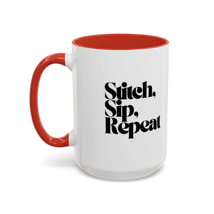 Sweet South Design – Großhandel Kaffeebecher – Punch-Needle-Tasse, Keramik, 15 oz, Stich, Schluck, Wiederholen5
