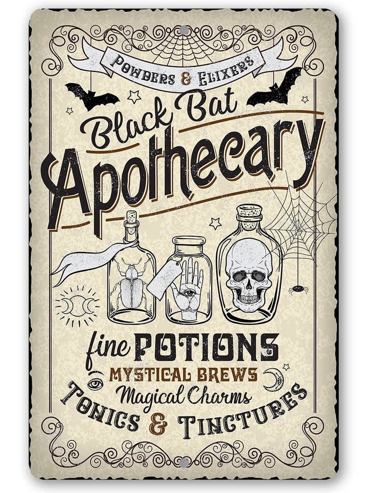 Black Bat Apothecary - Metal Sign for wholesale by Lone Star Art Metal Signs