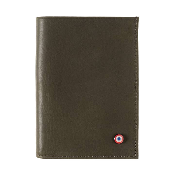 Portafoglio Junior Victor Vintage in pelle di legno verde per la vendita all'ingrosso da parte di Larmorie Officiel