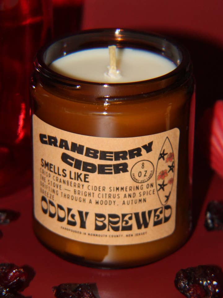 Cranberry Cider Soy Candle for wholesale by Oddly Brewed